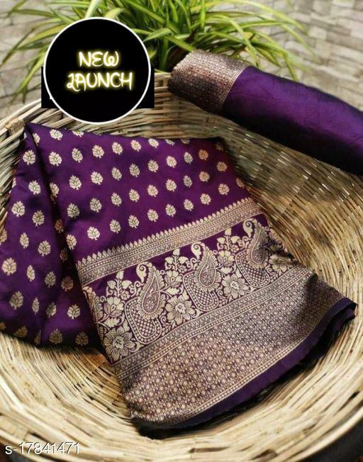 Royal Purple Banarasi Soft Silk Saree With Bewitching Blouse Piece