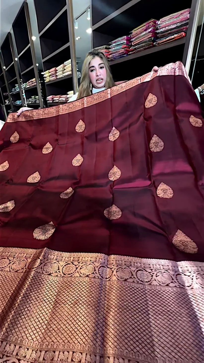 Elegant Wine Soft Silk Saree With Evocative Blouse Piece