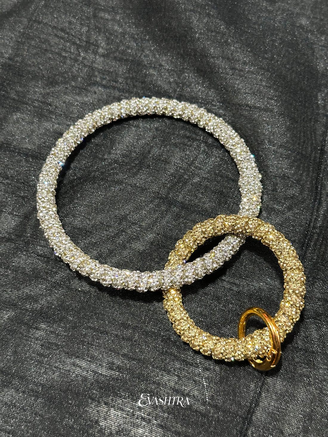 Silver & Gold Rhinestone Mobile Bangle
