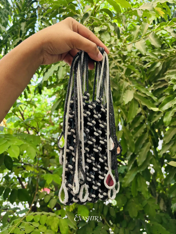 Black & Silver Rhinestone with Teardrop Mirrors