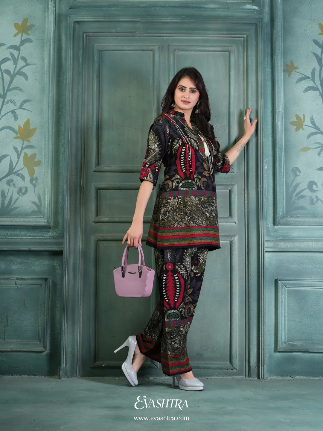 Black Flower Rayon Printed Co-ord Set