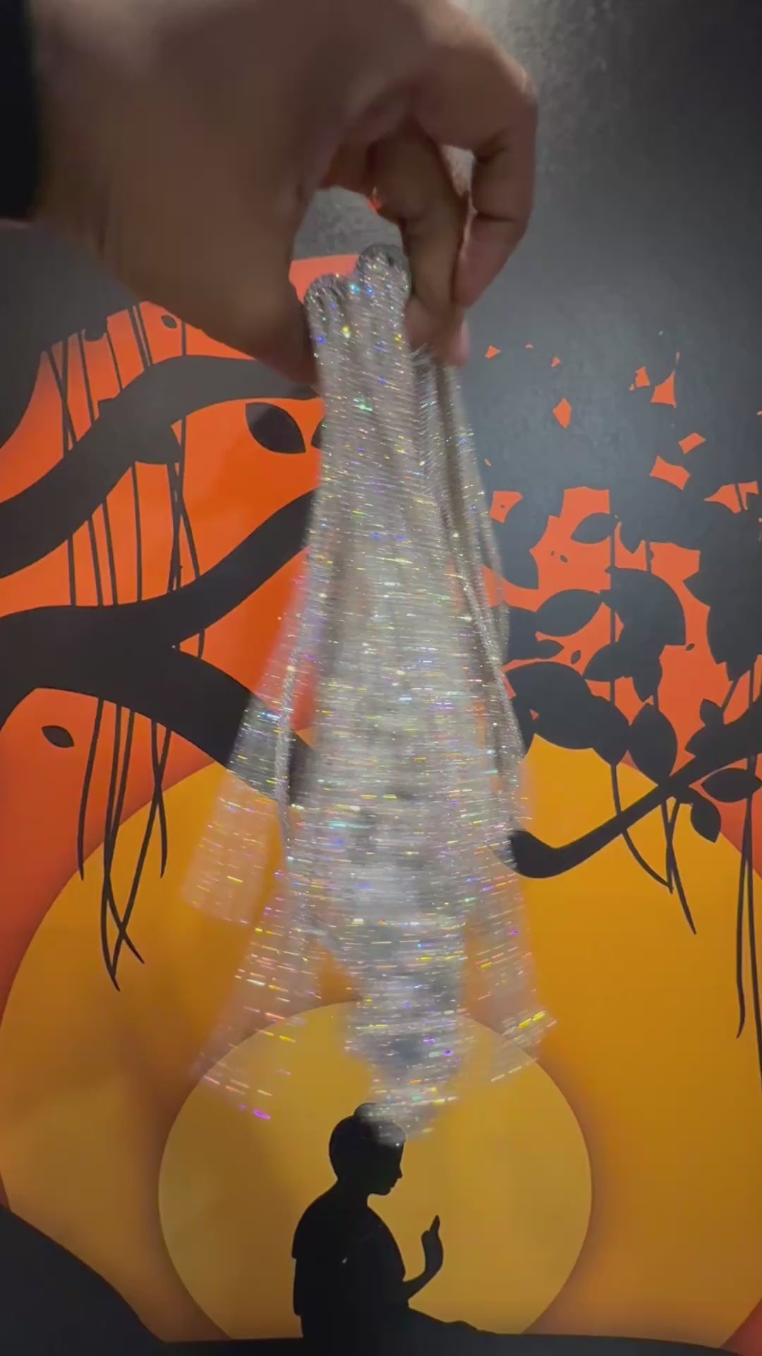 Rainbow Rhinestone Horizontal Mobile Bag