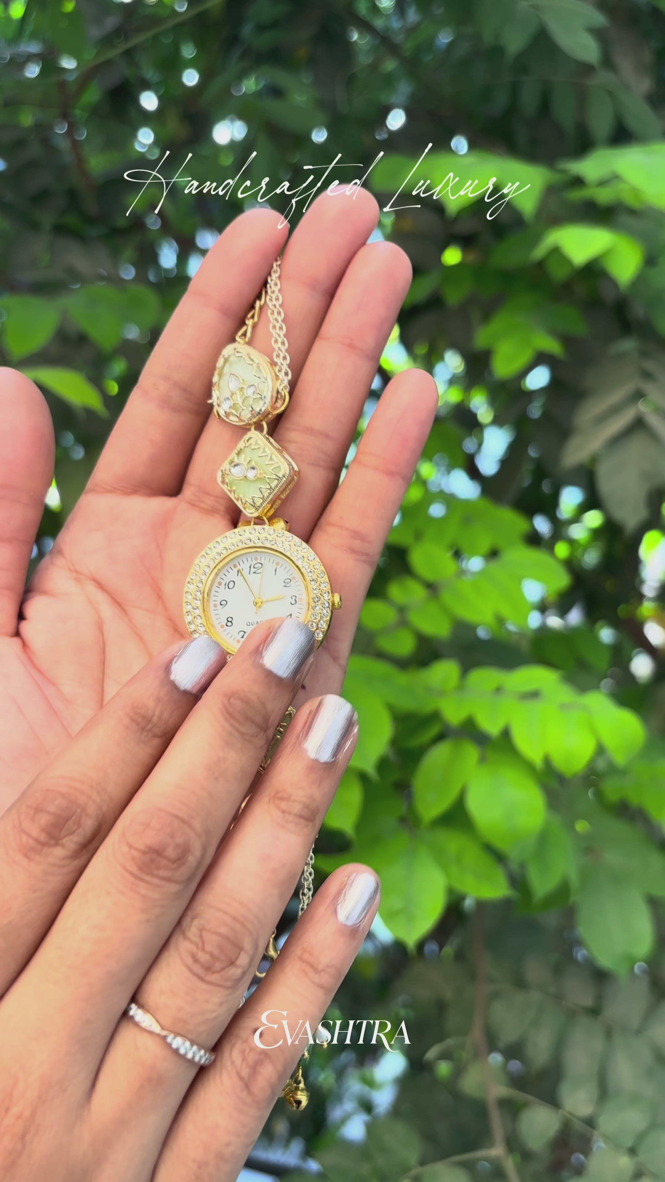 Crystal Mint Handcrafted White Dial Jewelry Watch