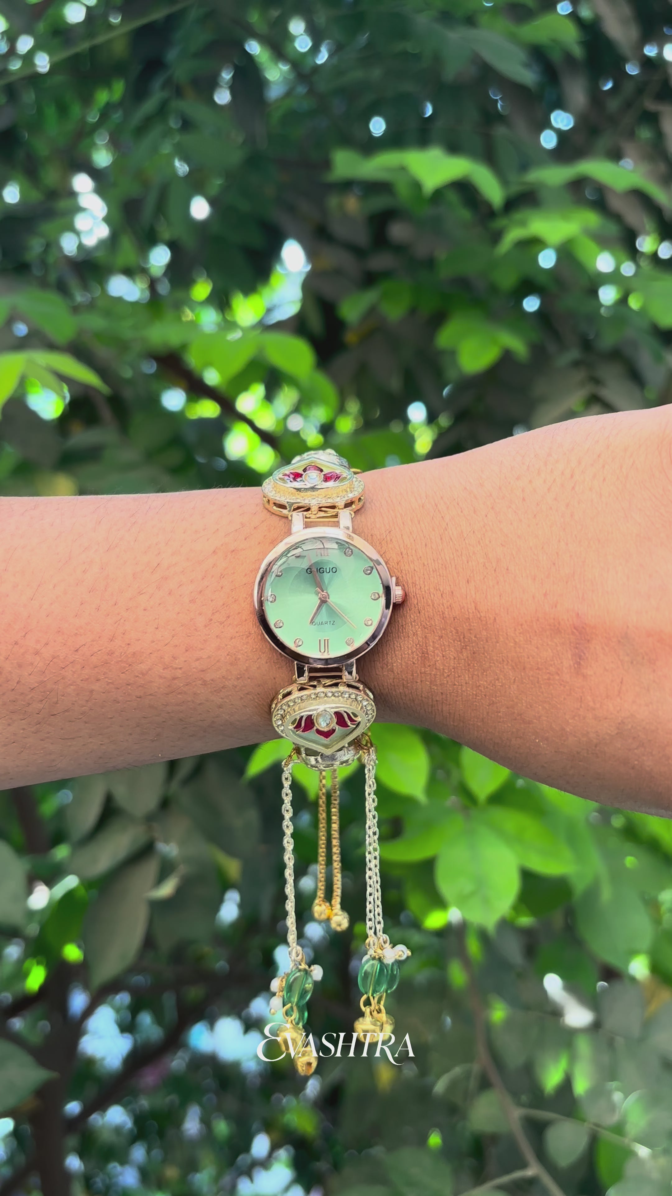 Pistachio Lotus Handcrafted Mehendi Special Watch